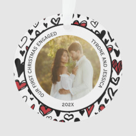 Rote und Weiße Paare Erste Weihnachten Verlobt Ornament