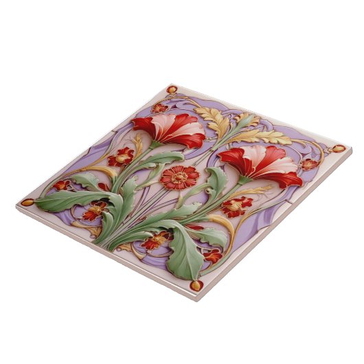 Rote und weiße Papageientuppen Fliese (Seite)