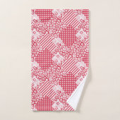 Rote und weiße Patchwork rustikal Badhandtuch Set (Handtuch)