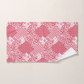 Rote und weiße Patchwork rustikal Badhandtuch Set (Handtuch)