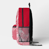 Rote und weiße Patchwork rustikal Bedruckter Rucksack (Rechts)