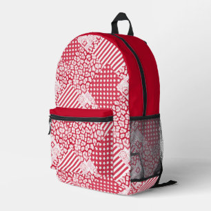 Rote und weiße Patchwork rustikal Bedruckter Rucksack