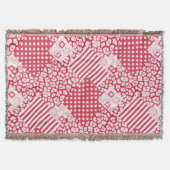 Rote und weiße Patchwork rustikal Decke (Vorderseite)