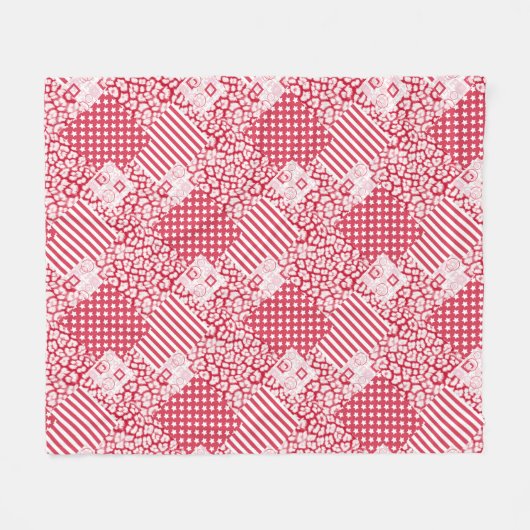 Rote und weiße Patchwork rustikal Fleecedecke (Vorderseite (Horizontal))