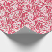 Rote und weiße Patchwork rustikal Geschenkpapier (Ecke)