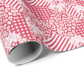 Rote und weiße Patchwork rustikal Geschenkpapier (Rolleneckpunkt)