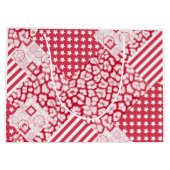 Rote und weiße Patchwork rustikal Große Geschenktüte (Rückseite)