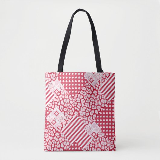 Rote und weiße Patchwork rustikal Tasche (Vorderseite)