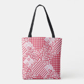 Rote und weiße Patchwork rustikal Tasche (Rückseite)