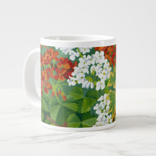 Rote und weiße Pelargonien in Töpfen 2013 Jumbo-Tasse