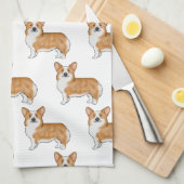 Rote und weiße Pembraie Wales Corgi Dog Art Muster Geschirrtuch (Viertel Falte)