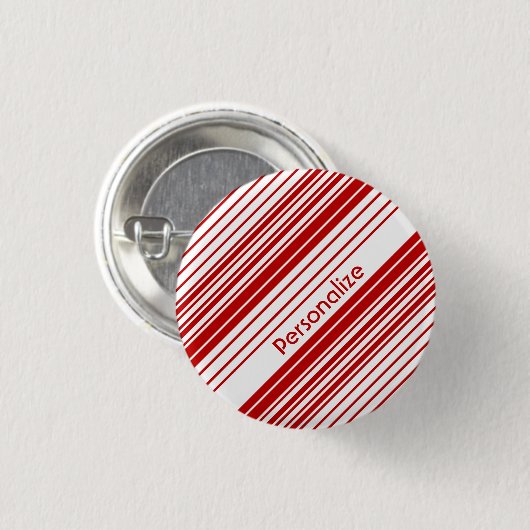 Rote und weiße Pfefferminz-Süßigkeits-Streifen mit Button (Vorne & Hinten)