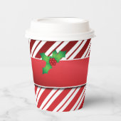 Rote und weiße Pfefferminzstreifen mit Mistleton Pappbecher (Vorderseite)