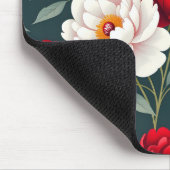 Rote und weiße Pfingstrosenblüten Mousepad (Ecke)