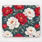 Rote und weiße Pfingstrosenblüten Mousepad (Vorne)