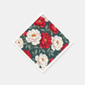 Rote und weiße Pfingstrosenblüten Serviette (Ecke)