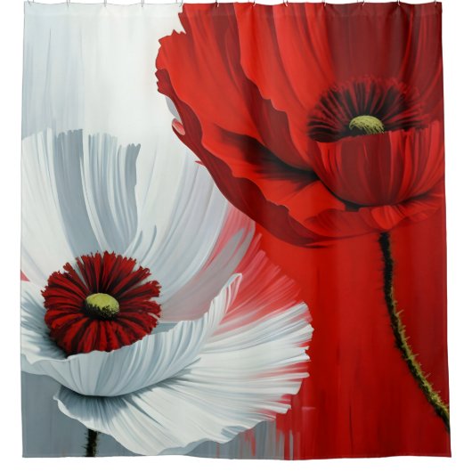 Rote und weiße Pflaumen Duschvorhang (Vorderseite)