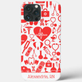 Rote und weiße Pflegegrafiken Case-Mate iPhone Hülle (Rückseite)