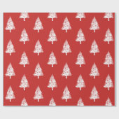 Rote und weiße Pinienbäume Weihnachten Geschenkpapier (Flach)