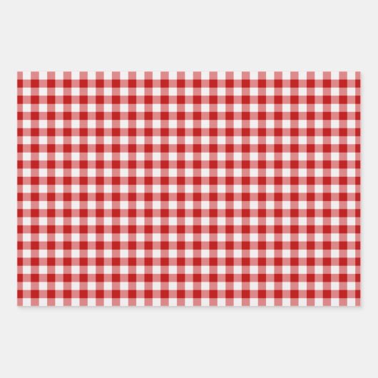 Rote und weiße Plätze Buffalo Karierter Karo Geschenkpapier Set (Vorderseite 2)