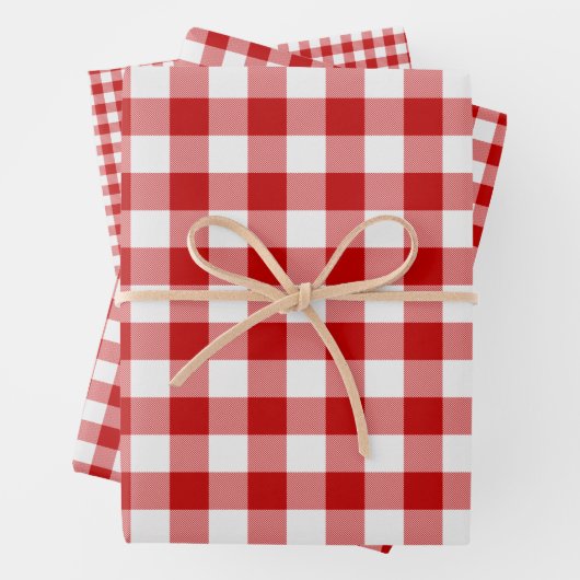Rote und weiße Plätze Buffalo Karierter Karo Geschenkpapier Set (Beispiel)