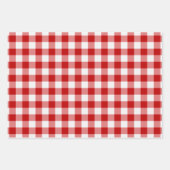 Rote und weiße Plätze Buffalo Karierter Karo Geschenkpapier Set (Vorderseite)