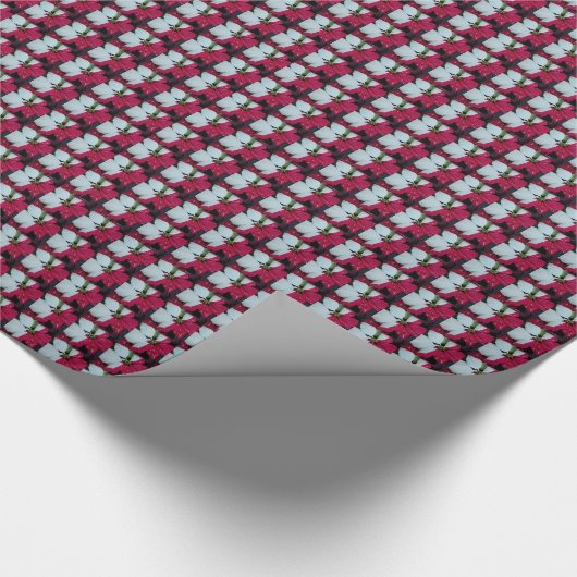 Rote und weiße Poinsettia Blumenmuster Urlaub Geschenkpapier (Ecke)