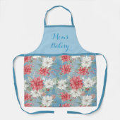 Rote und weiße Poinsettias auf Sky Blue Personalis Schürze (Vorderseite)