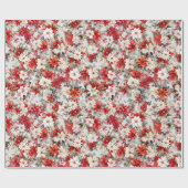 Rote und weiße Poinsettias mit Berries Geschenkpapier (Flach)