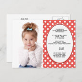 Rote und weiße Polka Dot Birthday Foto Einladung (Vorne/Hinten)