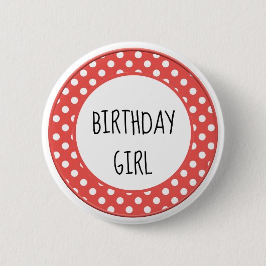 Rote und weiße Polka Dot Child's Birthday Button (Vorderseite)