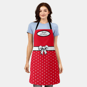 Rote und weiße Polka Dots und Bow Personalisiert Schürze