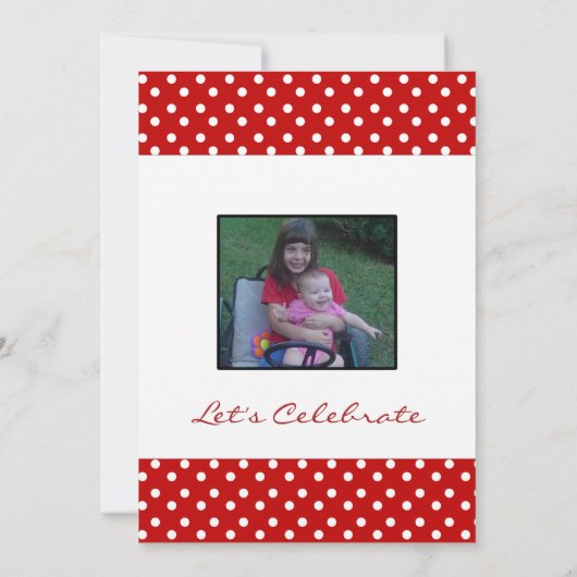 Rote und weiße Polka-Punkt-Druck-Party Einladung (Rückseite)