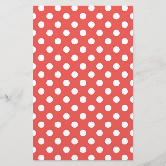 Rote und weiße Polka-Punkte Briefpapier (Vorderseite)