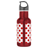 Rote und weiße Polka-Punkte Edelstahlflasche (Rückseite)