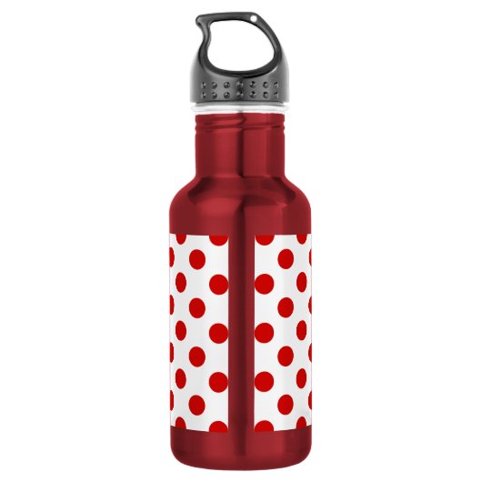 Rote und weiße Polka-Punkte Edelstahlflasche (Rückseite)