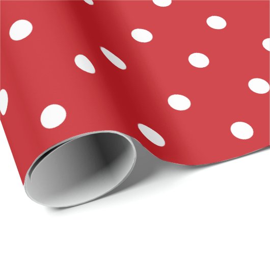 Rote und weiße Polka-Punkte Geschenkpapier (Rolleneckpunkt)