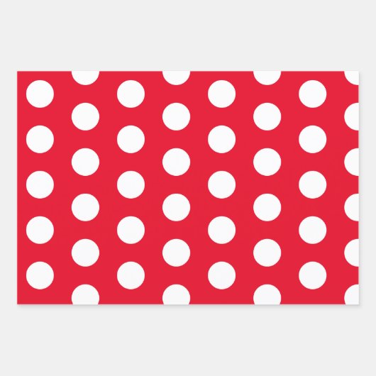 Rote und weiße Polka-Punkte Geschenkpapier Set (Vorderseite)