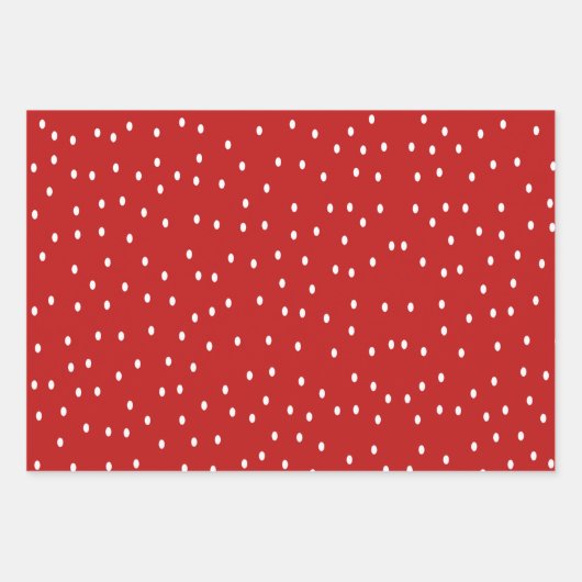 Rote und weiße Polka-Punkte Geschenkpapier Set (Vorderseite)