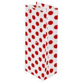 Rote und weiße Polka-Punkte Geschenktüte Für Weinflaschen (Vorderseite Schrägansicht)