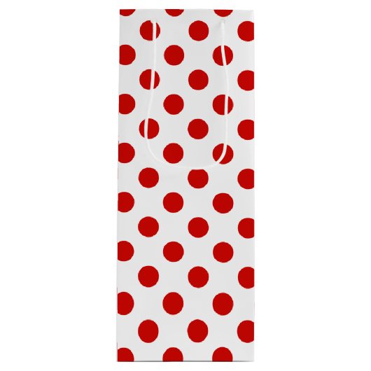 Rote und weiße Polka-Punkte Geschenktüte Für Weinflaschen (Vorderseite)