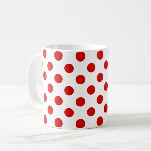 Rote und weiße Polka-Punkte Kaffeetasse (Vorderseite Links)