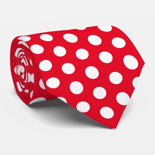 Rote und weiße Polka-Punkte Krawatte (Gerollt)