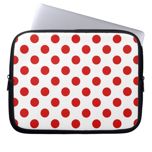 Rote und weiße Polka-Punkte Laptopschutzhülle (Vorderseite)