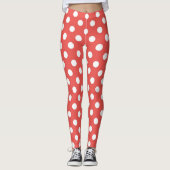 Rote und weiße Polka-Punkte Leggings (Vorderseite)