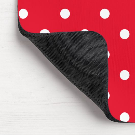 Rote und weiße Polka-Punkte Mousepad (Ecke)