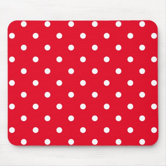 Rote und weiße Polka-Punkte Mousepad (Vorne)