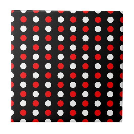Rote und weiße Polka-Punkte-Muster Fliese (Vorderseite)