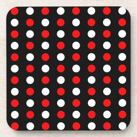 Rote und weiße Polka-Punkte-Muster Getränkeuntersetzer (Vorderseite)