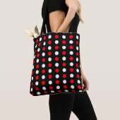 Rote und weiße Polka-Punkte-Muster Tasche (Von Nahem)